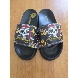 Youth Ed Hardy Skull Pirate Slides Size 1